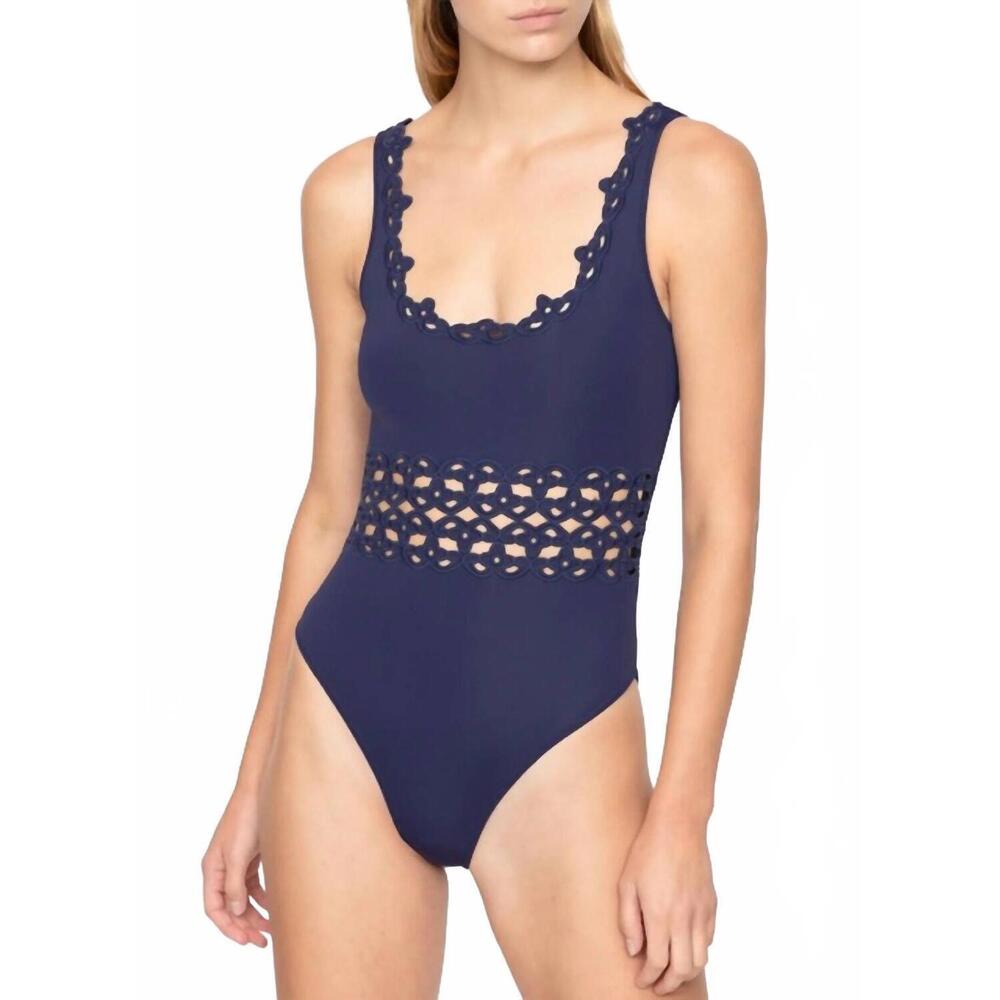 NEW SEA leila eyelet one piece in navy